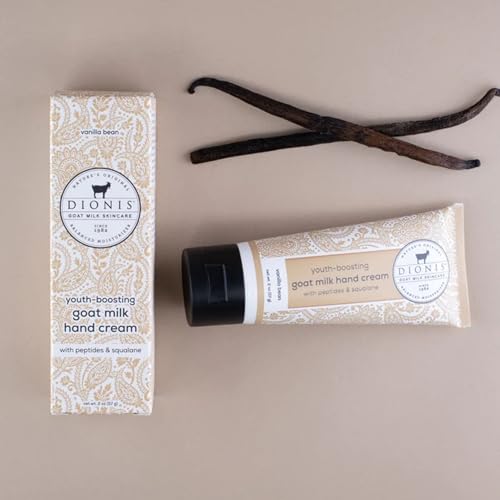 Dionis Goat Milk Vanilla Bean Youth Boosting Hand Cream with Peptides and Squalane 2oz (Pack of 1)