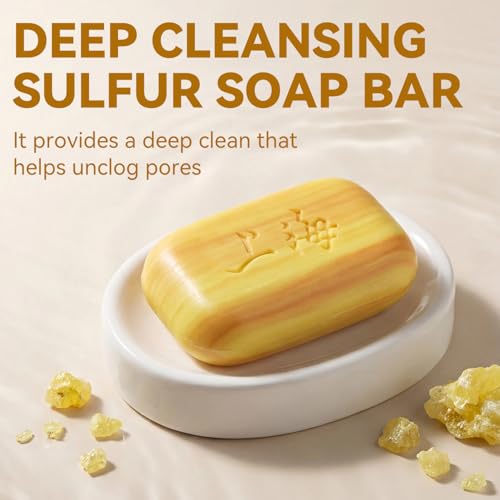 Bee & Flower Shanghai Sulfur Soap 10% Sulfur Soap Bar Face and Body Acne Treatment Sulphur Bar Soaps 3.4 Oz (4 Packs)