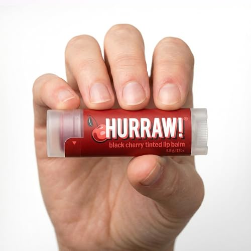Hurraw! Black Cherry Tinted Lip Balm, 5 Pack: (Sheer Red Tint) Organic, Certified Vegan, Cruelty and Gluten Free. Non-GMO, 100% Natural Ingredients. Bee, Shea, Soy and Palm Free. Made in USA