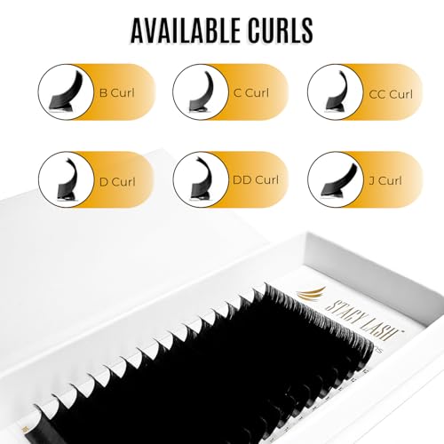Easy Fan Lash Extensions by STACY LASH | C Curl Eye Lashes | Easy Fanning Lashes 3D 4D 5D 6D 7D 10D | Volume Set | 16-Rows Lash Tray | Eyelash Extension Supplies for Lash Tech |C-0.03-12mm