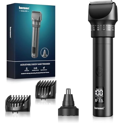 Beard Trimmer for Men - Professional 42 Adjustable Length Settings Hair Clippers, Christmas Gift Body Hair Trimmer for Men Precision Shaving Facial Head Nose Trimmers LED Display Mustache Trimmers