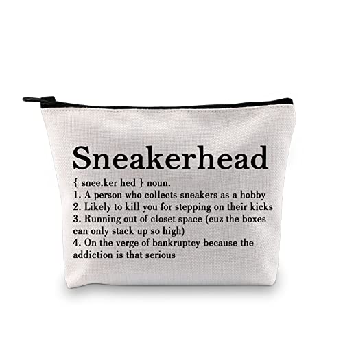 G2TUP Shoes Lover Gift Sneakerhead Definition Makeup Bag Snkr Fan Cosmetic Bag Sneaker Gift Shoes Fan Zipper Travel Pouch (Sneakerhead Definition White Bag)
