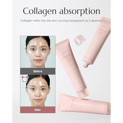 CHICHO Bouncy Glow Overnight Wrapping Peel-Off Mask (2.03 oz) ? Vegan 300Da Hibiscus Collagen Film Mask for Glass Skin & Elasticity, Korean Sleeping Face Pack, Sensitive Skin
