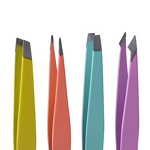 Leadigol 4 Pcs Eyebrow Tweezer, Stainless Steel Eyebrow Tweezer Set Hair Pluckers Clip Eyelash Extensions Tweezers Eyebrow Pinch Makeup Tools for Women Girl