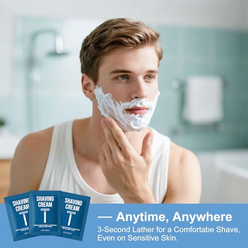 Shaving Cream Bulk Travel 8ml/0.28fl oz,Disposable Shaving Cream in Bulk Travel Shave Cream for Hotel Homeless£¨White Tea£¬Pack of 50)