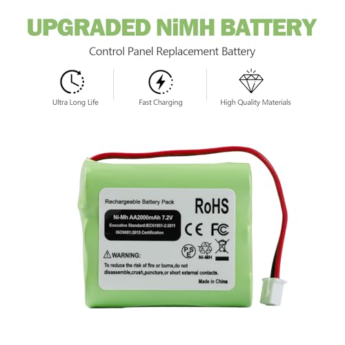 Replacement Battery for 2Gig BATT1, BATT1X, BATT2X, 6MR2000AAY4Z, GC2 2GIG-CNTRL2 2GIG-CP2, GCKIT311, Go Control Panel Alarm System 10-000013-001, PERS-4200 Ni-MH [7.2V, 2000mAh]