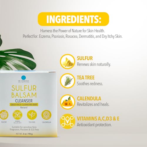 Dr. Robaina Skin Care Solution Sulfur Balsam Bundle - Cleansing Bar, Shampoo & Body Wash and Moisturizing Lotion