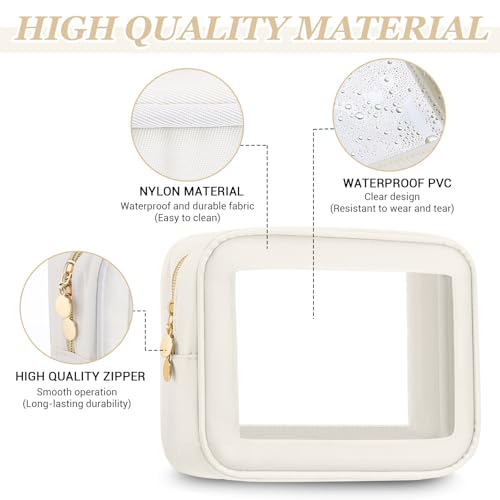 Abbylike 6 Pcs Clear Makeup Bags Mother's Day Travel Nylon Clear Cream Toiletry Bag Bulk Car Organizer Case Waterproof Toiletry Pouch with Golden Zipper for Teacher Mother Women Wedding Gift