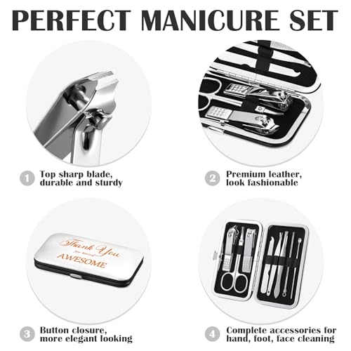 Therwen 24 Sets Mother's Day Gift Manicure Set Stainless Steel Nail Clippers 8 in 1 Grooming Nail Kit Employee Appreciation Gift Professional Pedicure Tool for Women Coworker Personal Care(White)