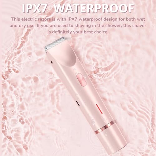 Bikini Trimmer for Women, 2 in 1 Dual-Head Electric Body Hair Trimmer Shaver for Women's Grooming, Waterproof Wet & Dry Pubic Hair Trimmer for Women Legs Bikini Underarms Hair Painless Remove