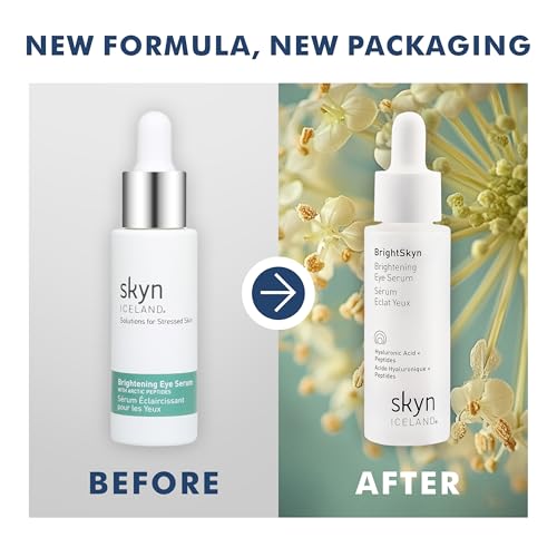 Skyn ICELAND Brightening Eye Serum, Peptides And Hyaluronic Acid Treatment, Helps Smooth Wrinkles, Improve Elasticity And Brightness. Lightweight Hydrating Formula For Under Eye Area, 0.4 Fl Oz