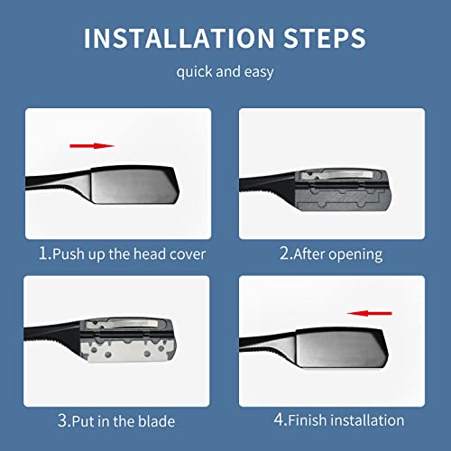 Barber Razor Professional Straight for Men: Stainless Steel Razor Close Shaving Safety Straight Edge Razor for Barbershop Salons Home Hairdressing Use (Black)