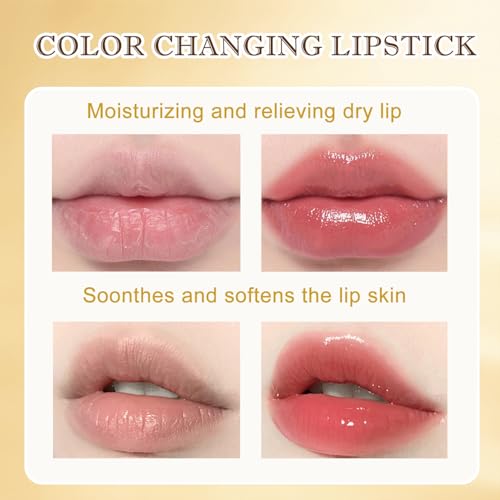 Color Changing Lipstick, PH Lipstick Color Changing, PH Adjusting Lip stick, Clear Lip stick That Changes Color, Long Lasting Moisturizing Tinted Lip Balm, Non-Sticky Formula, Bridesmaid Gifts (1pcs)
