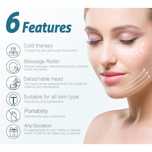 ESARORA Ice Roller for Face & Eye, Puffiness, Migraine, Pain Relief and Minor Injury, Skin Care Products with 2 Roller (Plastic & Stainless Steel)