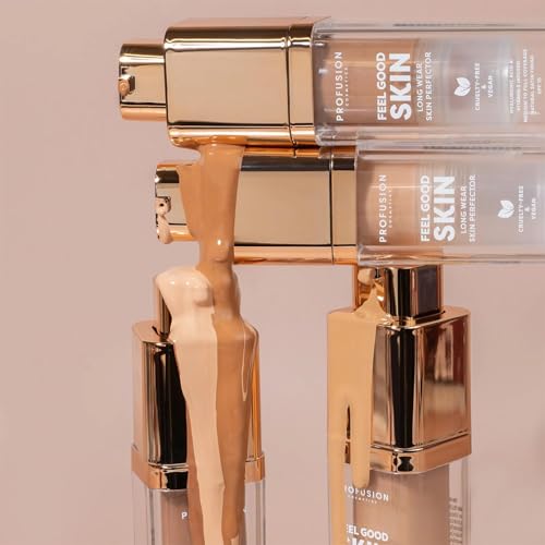 Profusion Cosmetics Feel Good Skin Foundation ? Radiant Satin Finish, Buildable Coverage with SPF 15 Sun Protection, Hydrating, Lightweight, Vegan & Cruelty-Free Makeup (Light 200, 1)