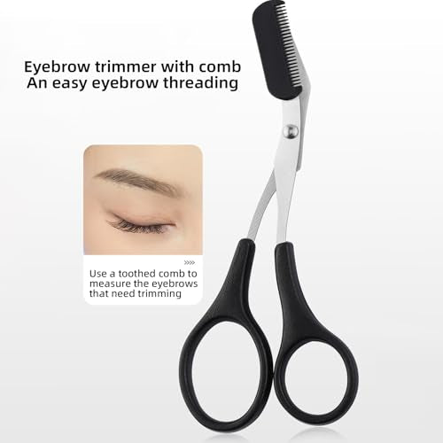 13-in-1 Eyebrow Trimming Kit with Double Magnification Vanity Mirror, Eyebrow Grooming Kit for Women/Men, Includes Scissors with Comb, Straight and Folding Razors, Brushes, Tweezers, Replacement Head