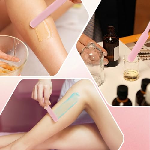 6Pcs Silicone Wax Applicator, Non-stick Wax Stick Hair Removal Spatulas Reusable Hard Waxing Scraper Epoxy Resin &Waxing Accessories Supplies Tools for Home Salon Body Use (Pink)