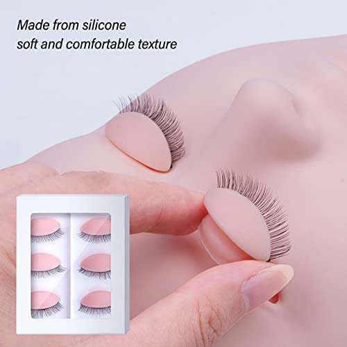Estink Replaced Eyelids, 3 Pairs 2 Layers Layering Effect Silicone Double Eyelashes Replace Eyelids Replaced Makeup Eyelids for Mannequin Head Eyelash Training Institution Training Tool