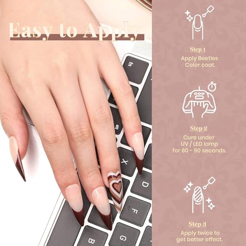Beetles Neutral Gel Polish Set - Nude Pink Brown Neutral White Colors 6 Colors Gel Nail Polish Set for Nail Art Manicure Soak Off Uv LED Nail Lamp Needed Gifts for Women Coffee Time