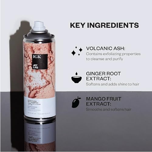 IGK Jet Lag Invisible Dry Shampoo | Full + Travel Size | Weightless Buildable Formula+ Finely Milled Volcanic Ash for Lightweight Cleansing and Removing Dirt & Oil | 2 Pack