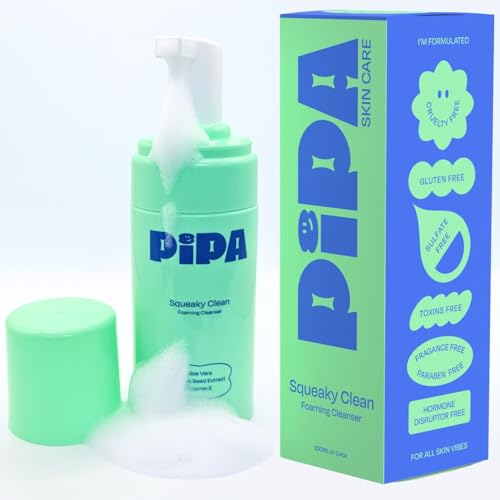 Pipa Skincare Squeaky Clean Foaming Cleanser 3.4 fl oz | Gentle Face Wash for Kids & Teens Ages 8 to 13 | Fragrance-Free, Dermatologist & Pediatrician Approved | Daily Hydrating Facial Cleanser
