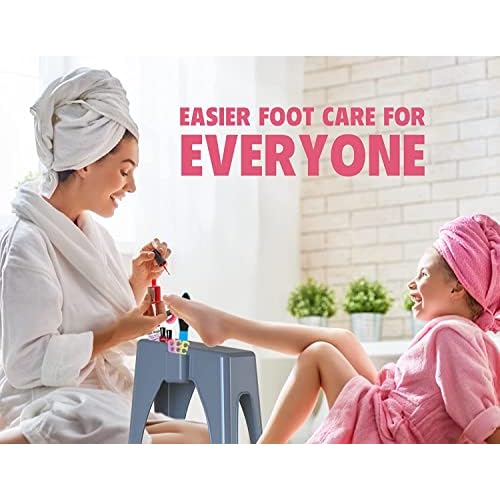 Skywin TidyFriend Shower Foot Rest 9.27 x 7 x 10 Inches, Plastic Pedicure Foot Rest, 3 Pockets Shower Stool for Shaving Legs Hold Shaving Essentials (Grey)