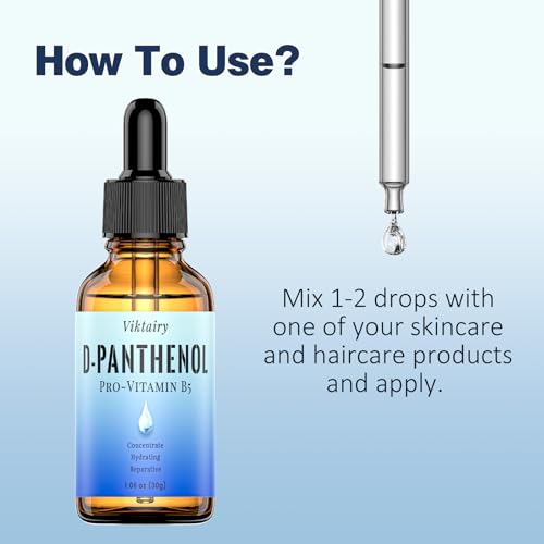 D-Panthenol Liquid (1oz, 30g), Concentrate Pro-vitamin B5 Raw Active Ingredient for Skin Hydration, Cosmetic Grade Dexpanthenol for DIY Face, Hair, Nails and Skincare Serum, Moisture Cream
