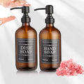 2 Pack Brown Glass Bottle, Soap Dispenser with Stainless Steel Pump,17 oz Upgrade Hand and Dish Soap Dispensers Kitchen, Hand Soap Dispenser Bathroom Accessories for Hotel, Vacation Rental, Restaurant