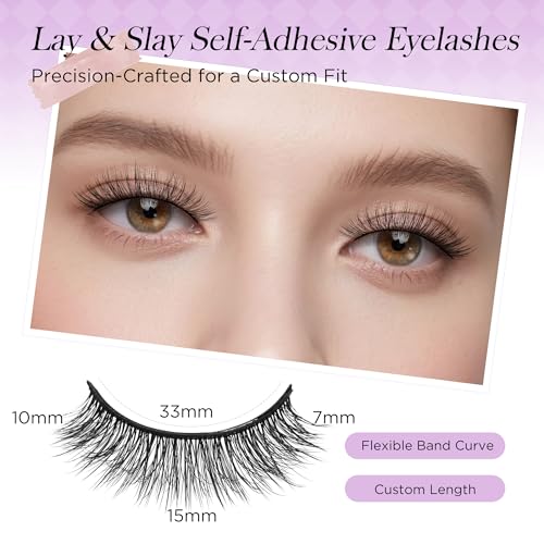 BEYELIAN Self Adhesive Eyelashes Natural Look, Pre Glued Wispy False Lashes No Glue Required, Faux Mink Eyelashes 5 Pairs ZCV-204