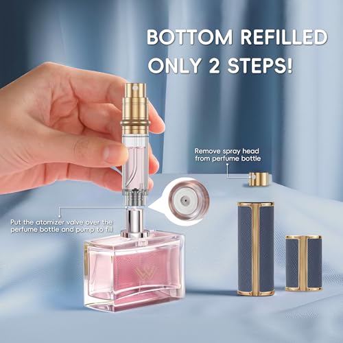 5ml Perfume Spray Bottle, AG00 Leather Refillable Dispenser Bottom Fill Fragrance Scent Container, Portable and Leak-proof Suitable for Traveling & Outgoing (White)