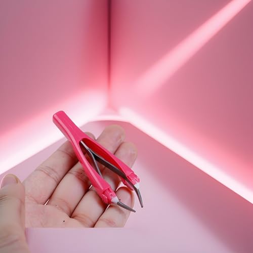 Pink Eyebrow Tweezer, Retractable Eyebrow Pinch Clip Clamps, Slant Tip Trimming Hair Removal Makeup Tool, Automatic Tweezer Tweezers