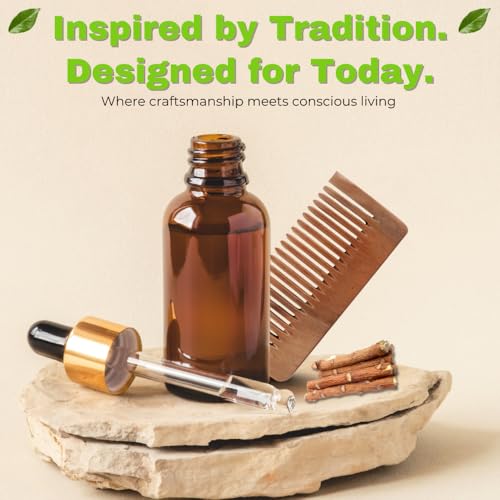 Combo Pack 100% Pure & Natural Neem Wood Comb for Men & Women Reduces Hair Fall | Travel-Friendly Wooden | Detangler for Beard, Mustache & Hair Styling (FBA LILY COMB)