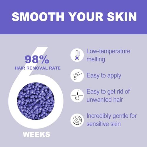 Professional Bulk Hard Wax Beads ? 5LB (80oz) Jumbo Refill for Hair Removal, Purple Stripless Hard Wax for Coarse Hair, Brazilian, Bikini, Face & Body, Lavender Purple