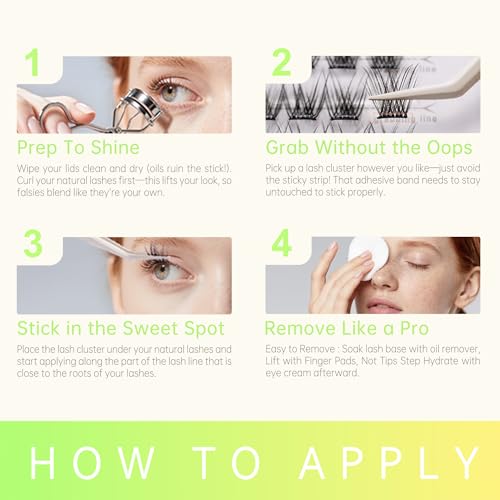 POP PRESS 8-10mm Petit 2-in-1 Self-Adhesive 1-Minute Lash Clusters Kit, Natural Wispy Subtle Volume, Pre-Glued Press-On, Includes Tweezers, All-Day No-Fall, Ideal for Everyday Runs
