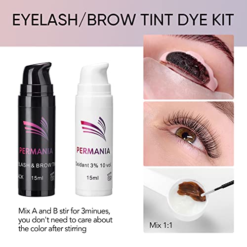 PERMANIA Lash Lift with Black Color Kit, Quick Eyelash & Brow Lamination 15 Mins Coloring Natural Black Result in Lash Enhancers & Primers