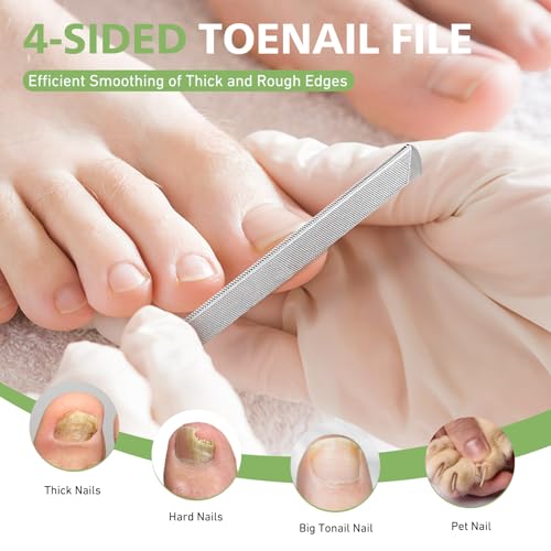 BALUCA Curved Nail Clipper for Seniors - Toenail Clipper with Toenail File for Thick Toenails and Fingernails, Long Handle Nail Clippers with File, Precision Nail Trimmer for Men and Women - Black