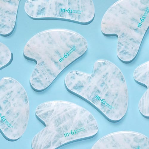 m-61 Clear Quartz Gua Sha | Facial Massage Tool To Stimulate Circulation, Decrease Inflammation. 100% Hand-Carved Natural Clear Quartz Stone.