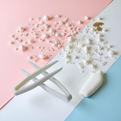 50 Pcs White Mini Plastic Tweezers Contact Lens Clip Beauty Tweezers Makeup Tool Hair Removal for Double Eyelid, Ideal for Picking and Placing Beads Craft supplies