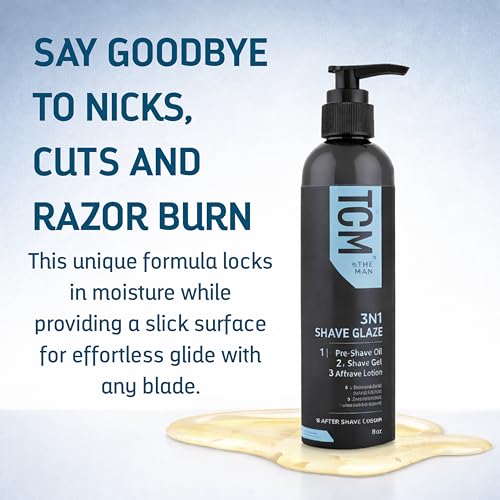TCM 3N1 Men's Shave Glaze ? Pre-Shave, Shaving Gel & Aftershave ? Hydrating & Soothing Cruelty-Free Formula, for Comfort, Precision, and Easy Glide, 8 oz (Pack of 1)