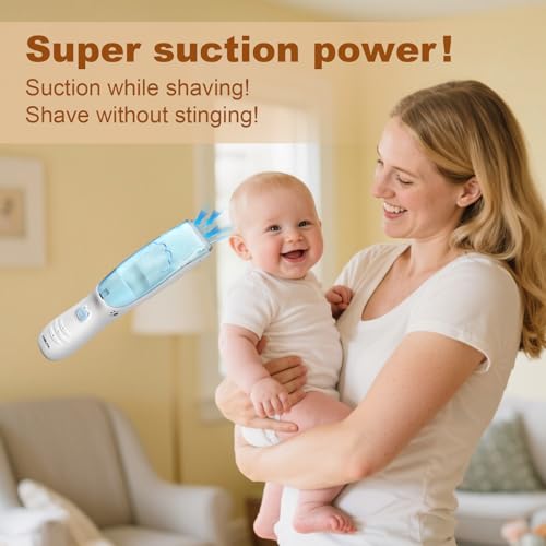 Vacuum Baby Hair Clippers,Silent Clippers for Kids,Cordless Baby Hair Trimmer,Waterproof Baby Hair Cutting Kit for Fine/Curly Hair,Infant Toddler Hair Clippers Auto Suck Snipped Hair