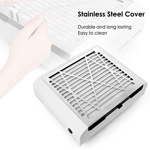 AONOLOVO Nail Dust Collector, Powerful Nail Vacuum Dust Collector Nail Tech Extractor Fan Manicure Tool for Acrylic Nails Removal, White