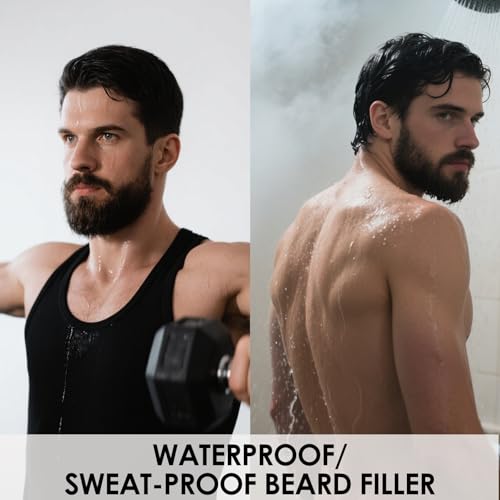 Erinde Beard Pencil Filler for Men Black (2 Pack) - 4-Tip Beard Filler, Waterproof Long Lasting Beard Pen Kit with 2 Fillers & 1 Brush, Stocking Stuffers for Men