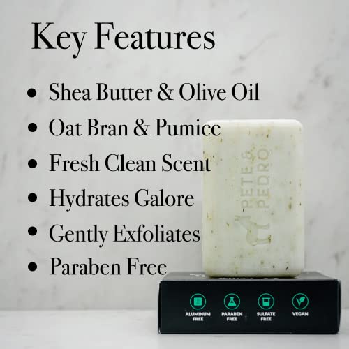 Pete & Pedro FROST Body & Balls Powder & FRESH Natural Body Bar Soap Combo ? Talc-Free Ball Powder for Men 4.4 oz | Hydrating & Exfoliating Soap Bar Shea Butter & Pumice 5 oz | Eliminates Sweat & Odor