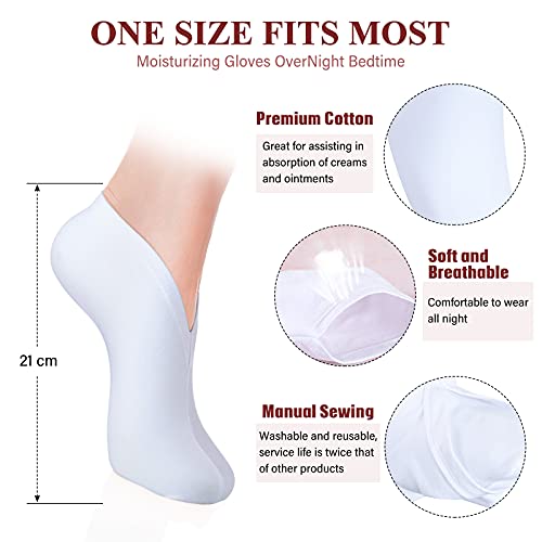 14 Pairs Moisturizing Socks Lotion Overnight Spa Socks Dry Feet Cotton Cosmetics Socks Spa Moisturizing Enhancing Socks Spandex Sock for Women and Men Feet Care, White