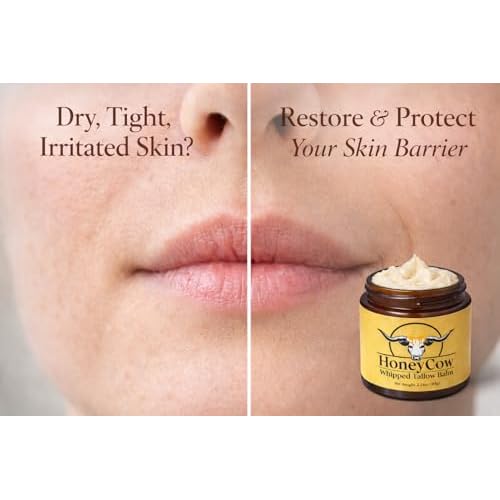4oz Lipid Restoration Cream ? Barrier Repair Moisturizer for Sensitive & Damaged Skin | Grass-Fed Tallow Face Cream for Redness | HoneyCow