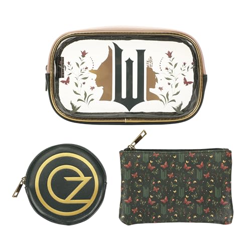 Bioworld Universal Wicked: Part One 3-Piece Cosmetic Pouch Set with Emerald City Design