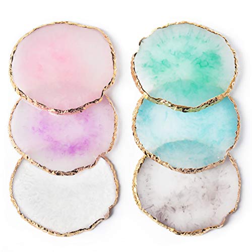 JASSINS Resin Nail Art Palette,Nail Art Painting Mixed Color Palette Gold Edge Nail Gel Color Makeup Display Board (Pink+White)