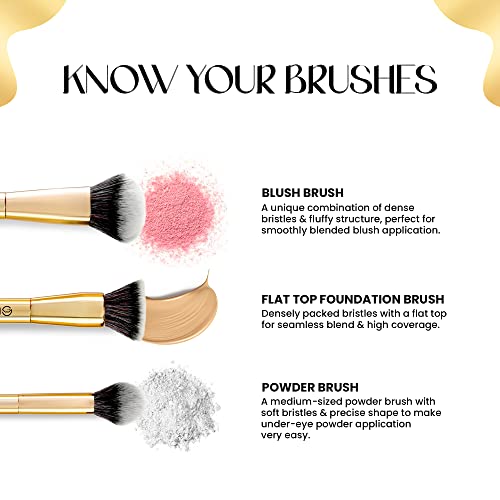 MARS Artist's Arsenal Makeup Brush Set for Professional Makeup | Eyeshadow Blending Brushes (3pcs) | Foundation, Blush, Powder and Foundation Brush (1pcs each)