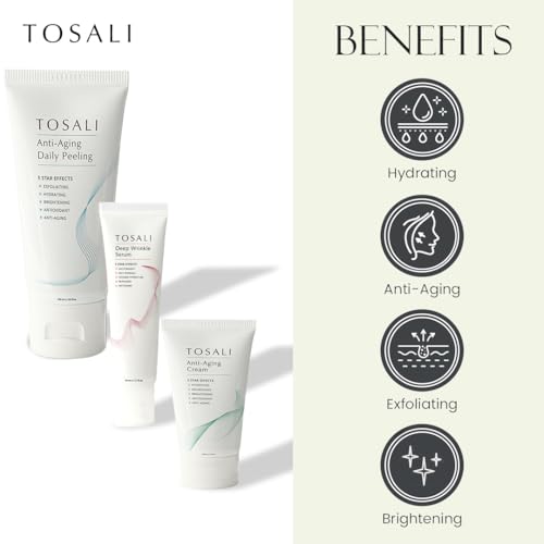 Anti Aging Skincare Set ? Daily Peeling Mask (6.8 oz), Deep Wrinkle Serum (1.7 fl oz) & Face Cream (1.7 oz) ? Hydrating, Brightening, Wrinkle Reduction & Skin Firming for All Skin Types