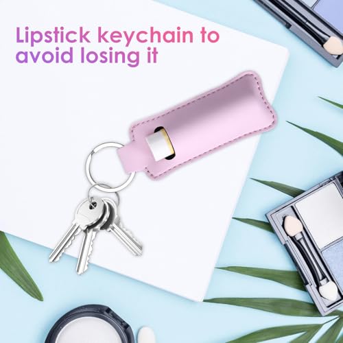 Two-piece Chapstick Holder KeyChain£¬Cute Leather Women and Men Lip Balm Holder Lipstick Key Chain.